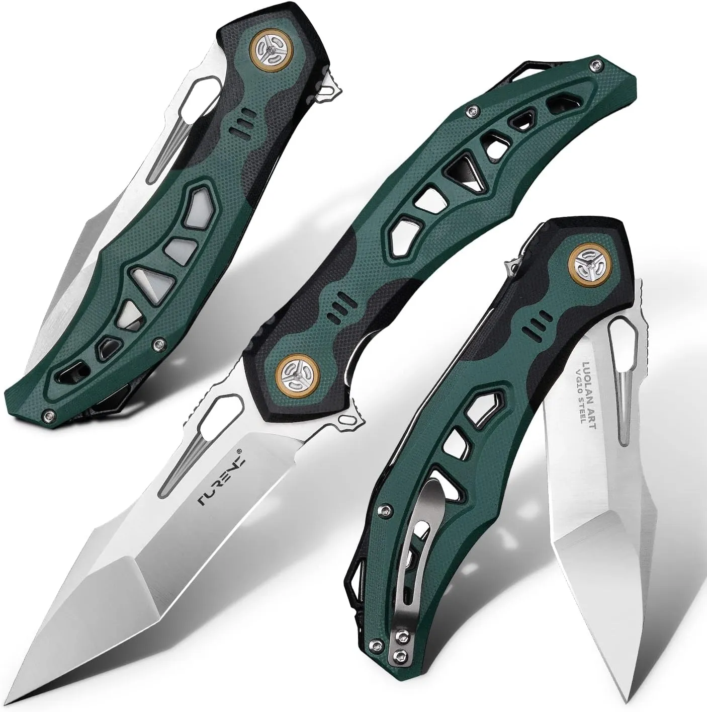 knife, used for hunting, camping, hiking and fishing high hardness sharp creator corporate living folding pocket knife, 3.7in vg10 steel blade, inlaid G10 handle, lining lock, titanium clip, EDC flipper utility 