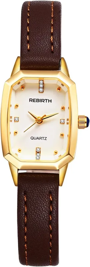Ladies Elegant Square Wrist Watches Avaner Women's Leather Strap Watches: Classic Slim inflate Strap Analog Quartz 
