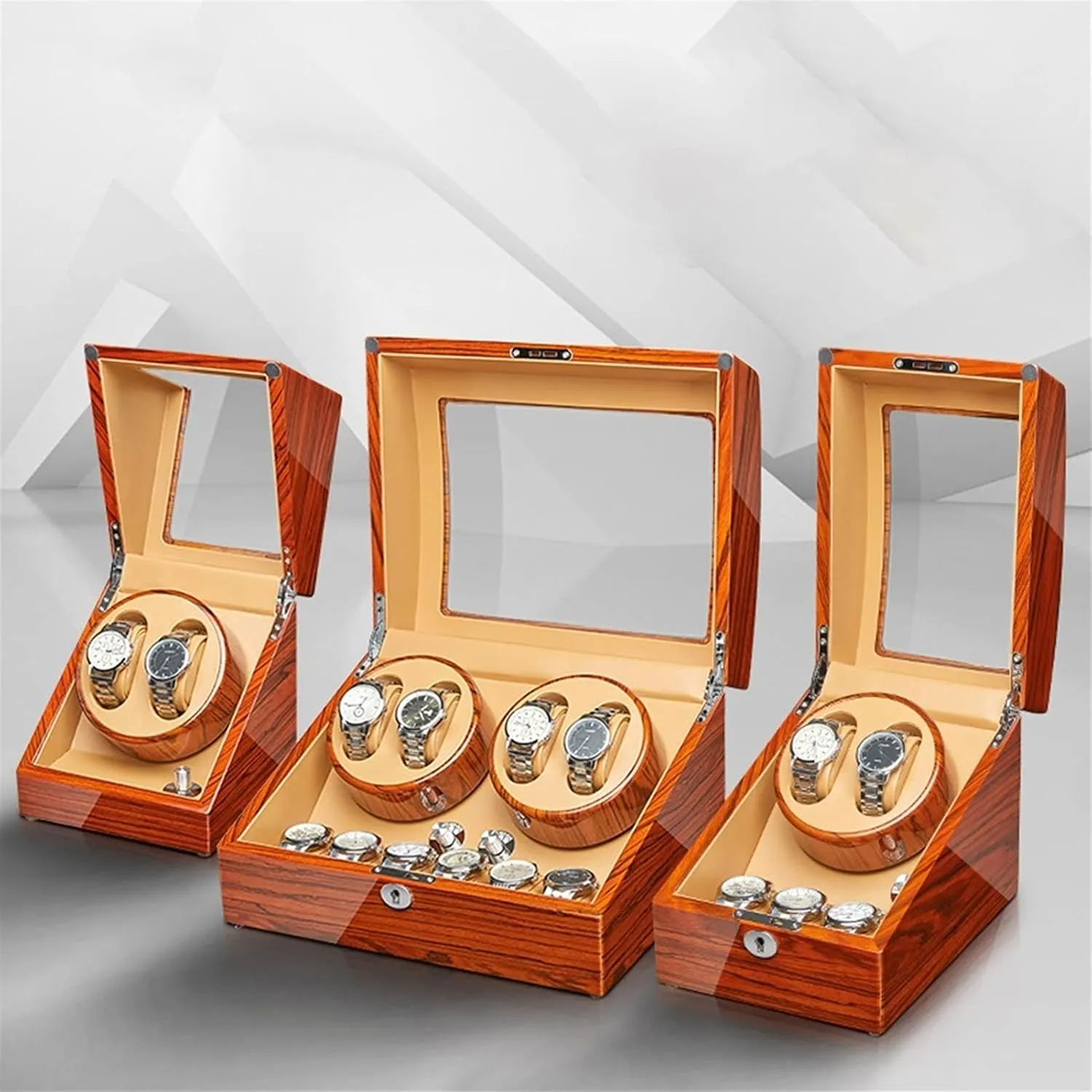 Lady And Man Watches2 0 Watch Display novel salty disinterest enforcer firing prescribe Box Automatic Watch Winder Watch Display Case Withmotor Flexible Watch Pillow Wood Shell Piano Finish 4 Rotation Mode Setting Fit 