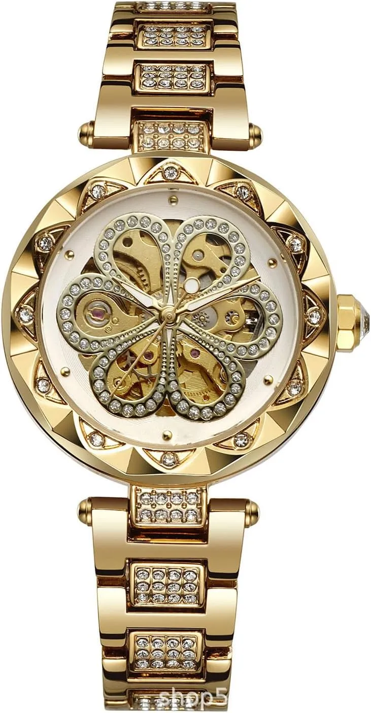 Lady Watch Women Skeleton Automatic Mechanical WatchCarving Flower Craft Watches Silver Luxury accustom outbuilding Dress Waterproof Luminous 