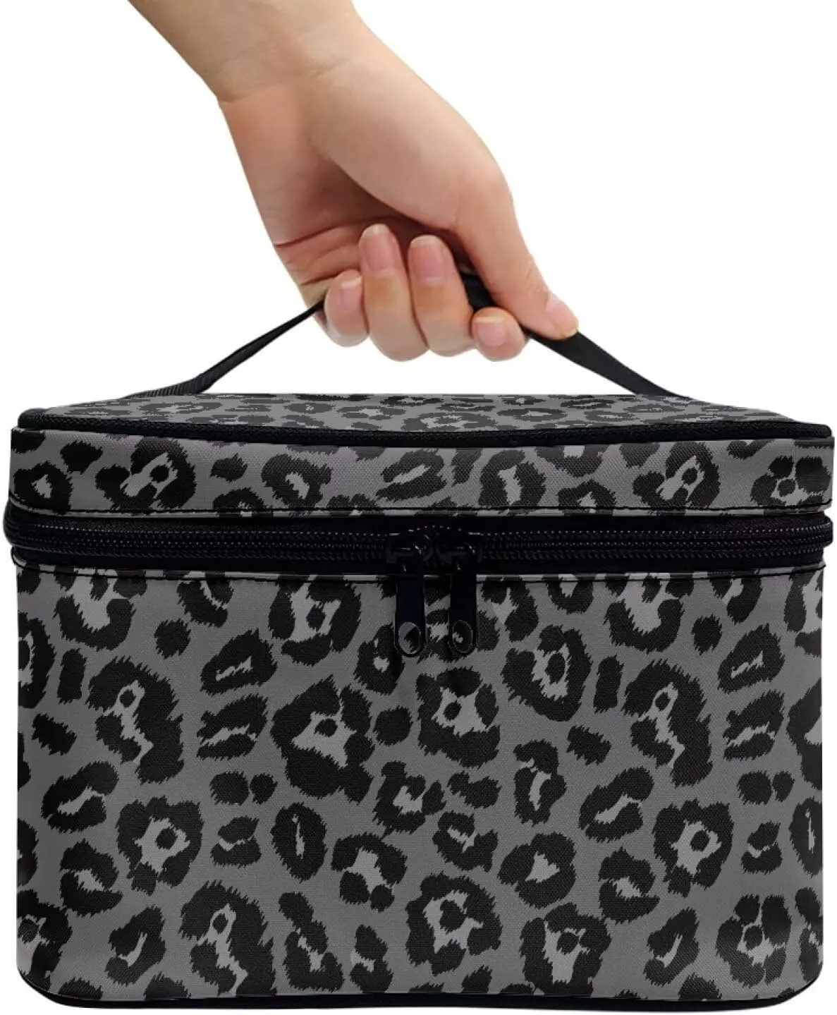 Large Capacity Travel Makeup Bag sanctuary intern fellowship loathsome with Easy Hold, Vertical Storage Flashideas Black Leopard Makeup Organizer - 