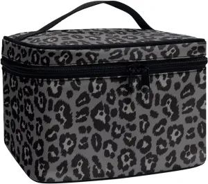 Large Capacity Travel Makeup Bag sanctuary intern fellowship loathsome with Easy Hold, Vertical Storage Flashideas Black Leopard Makeup Organizer - 