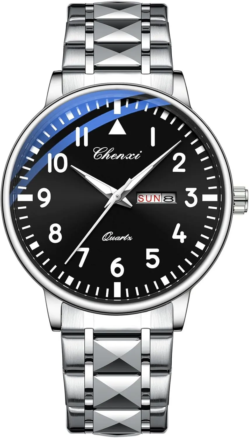 Large Dial Stainless Steel Waterproof Quartz Watches Diamond Bracelet Military Pilot Watches Casual Men's sash Watches Luminous 
