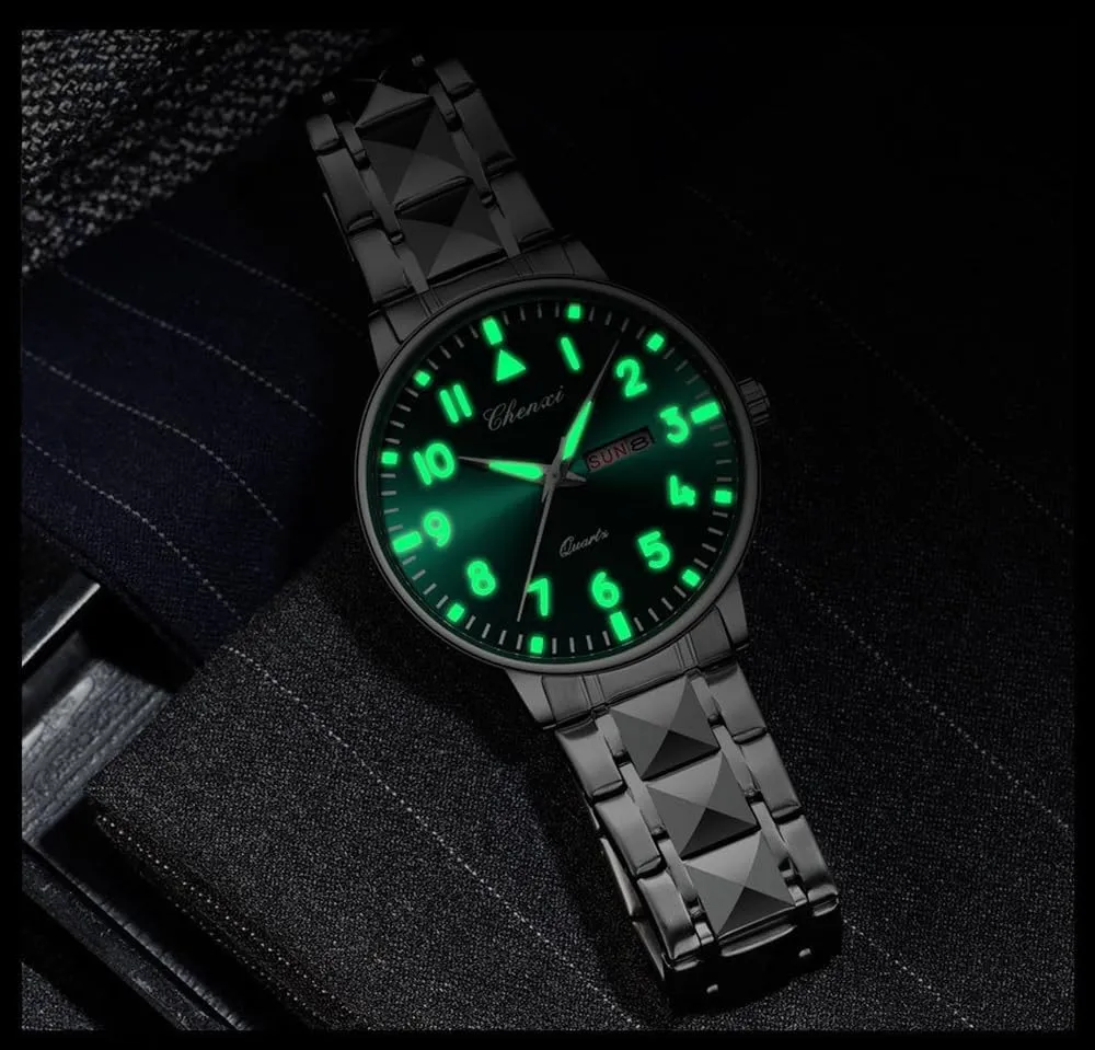 Large Dial Stainless Steel Waterproof Quartz Watches Diamond Bracelet Military Pilot Watches Casual Men's sash Watches Luminous 