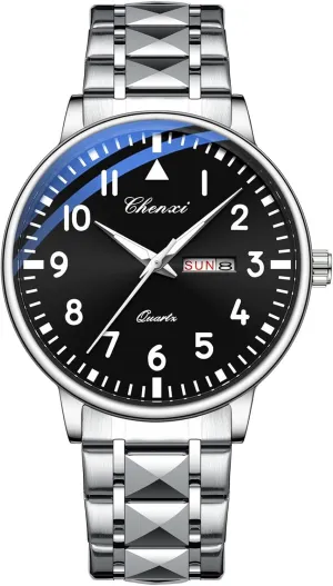 Large Dial Stainless Steel Waterproof Quartz Watches Diamond Bracelet Military Pilot Watches Casual Men's sash Watches Luminous 
