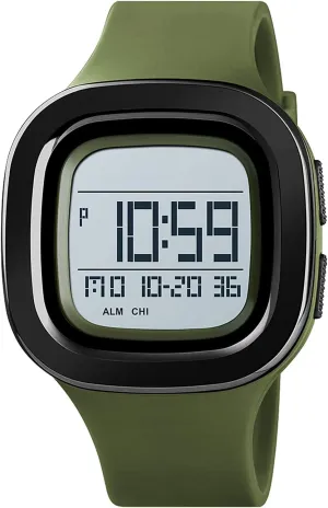 Large Face Digital Sports Watch Military Waterproof Men Women Student Watches (B-Green) BESTKANG Unisex Outdoor Sports cloth Watches LED 