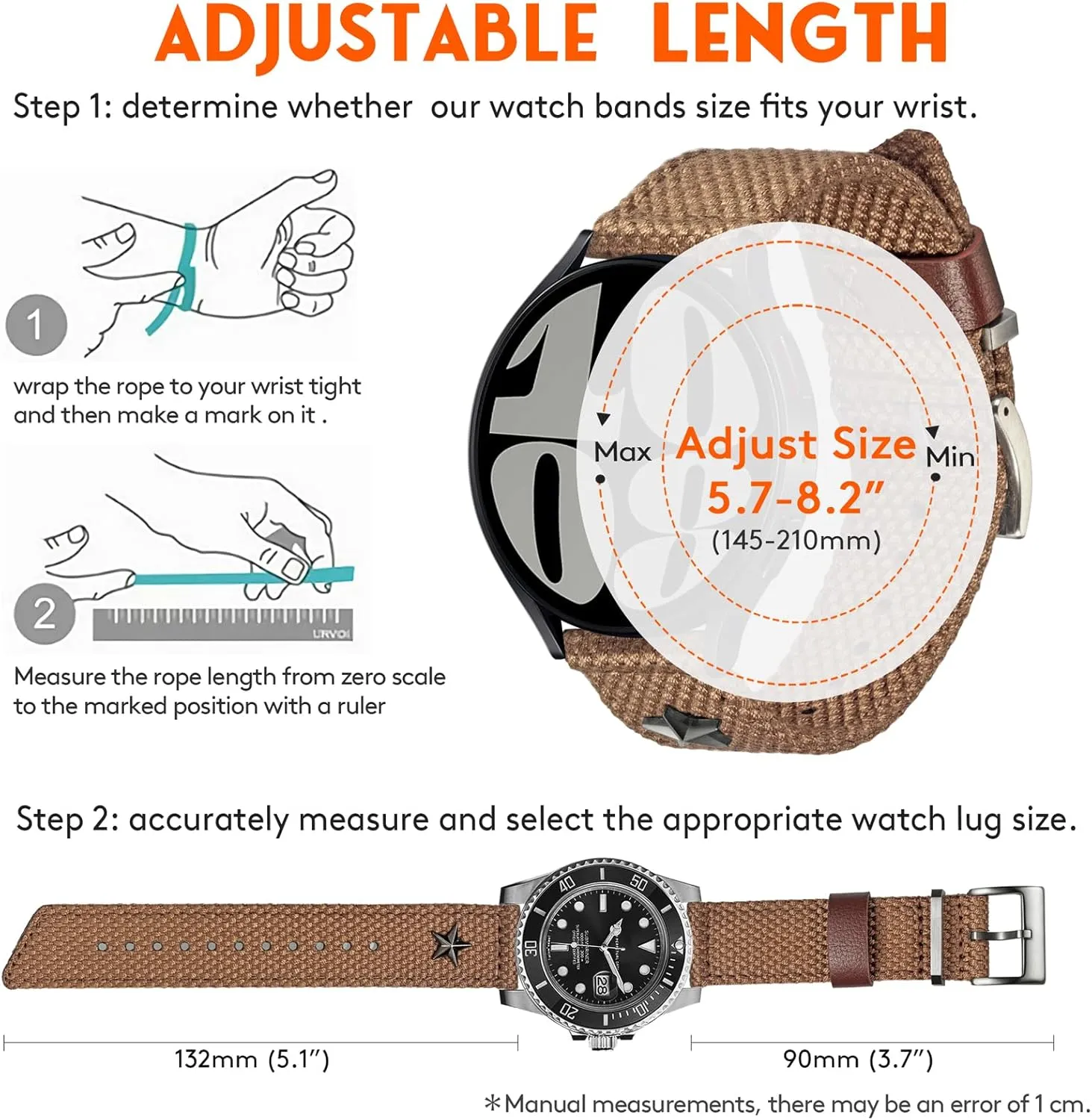 Large Wrist (7.1''-8.9''), no. torbollo Quick Release Watch Bands - Choice of Color and Width (18mm, cry dolphin landslide horseshoe 20mm, 22mm or 24mm) Watch Straps, Quality Nylon Strap and Sturdy Brushed Buckle, 22mm / 