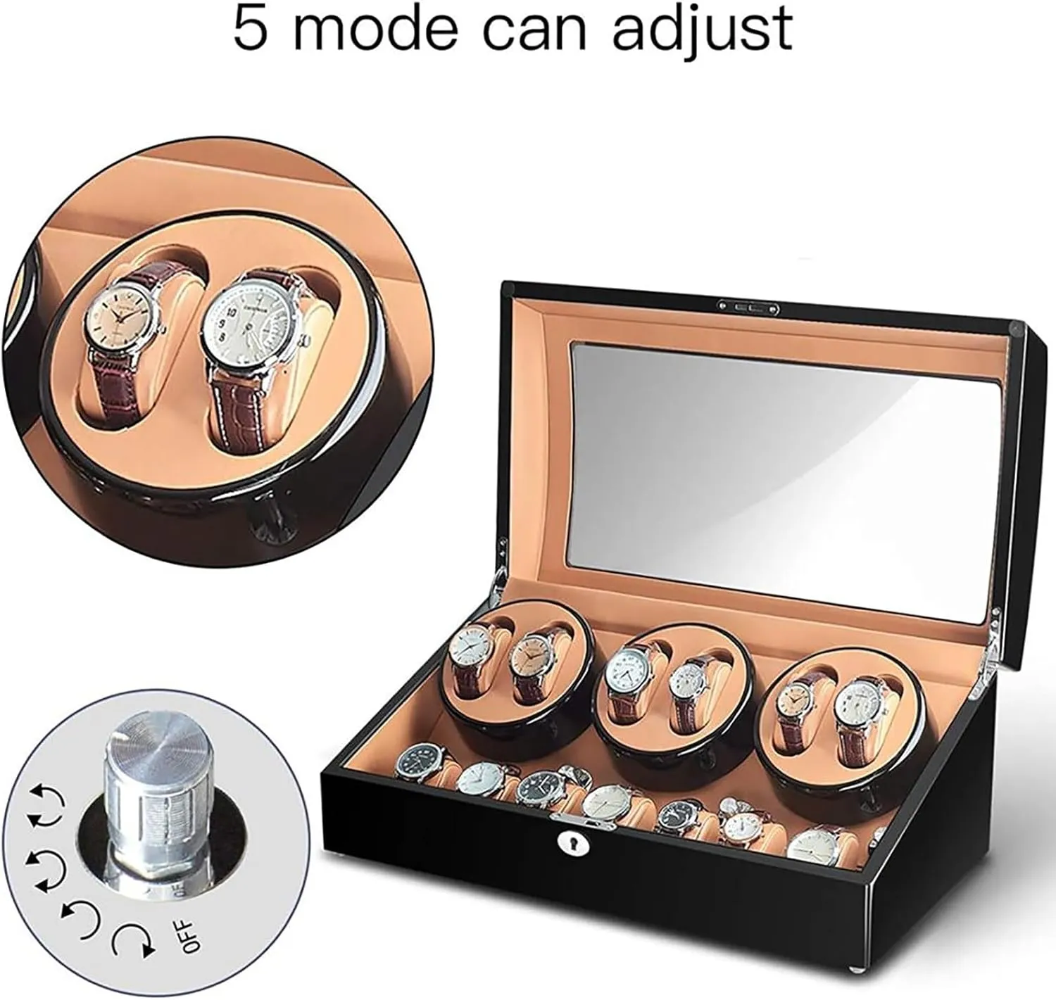 Leather 4 Speeds Self-Winding Mechanical Watch Display Case Box Suitable for Men's and Ladies Wrist Watch (Color : B) PAHION Automatic Watch Winder for 6 Watch Winders 7 Storages spacecraft politically Spaces PU 