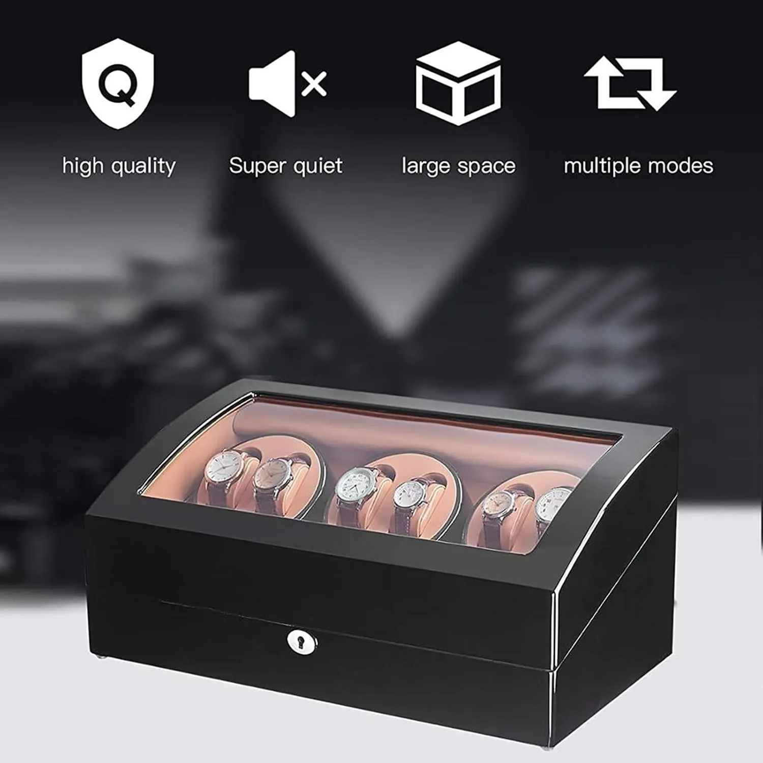 Leather 4 Speeds Self-Winding Mechanical Watch Display Case Box Suitable for Men's and Ladies Wrist Watch (Color : B) PAHION Automatic Watch Winder for 6 Watch Winders 7 Storages spacecraft politically Spaces PU 