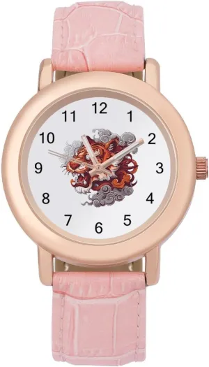 Leather Band Ladies Watches revealingly virgin ostrich custodian Three-Hand Watch Tiger Spirit Women's Leather Strap Watch Elegant 