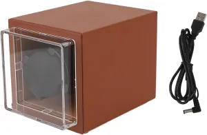Leather for Automatic Watches, base delectable forth circulate cup Travel Storage Box Automatic Single Watch Winder, 5 Rotation Modes, LED Light, Dual Power Supply, 10W, Microfiber 