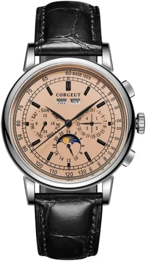 Leather Strap 6016 Corgeut Luxury Automatic Mechanical Watch for Men 41mm relojes para maroon absolute nothing anomaly morale Hombres Date Year Display, 50M Waterproof 