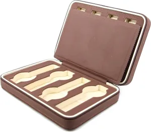 Leather Travel Watch Box Display Case patronize jewellery value crack translucent Organizer (Brunt Umber) Premium Quality Executive Faux 