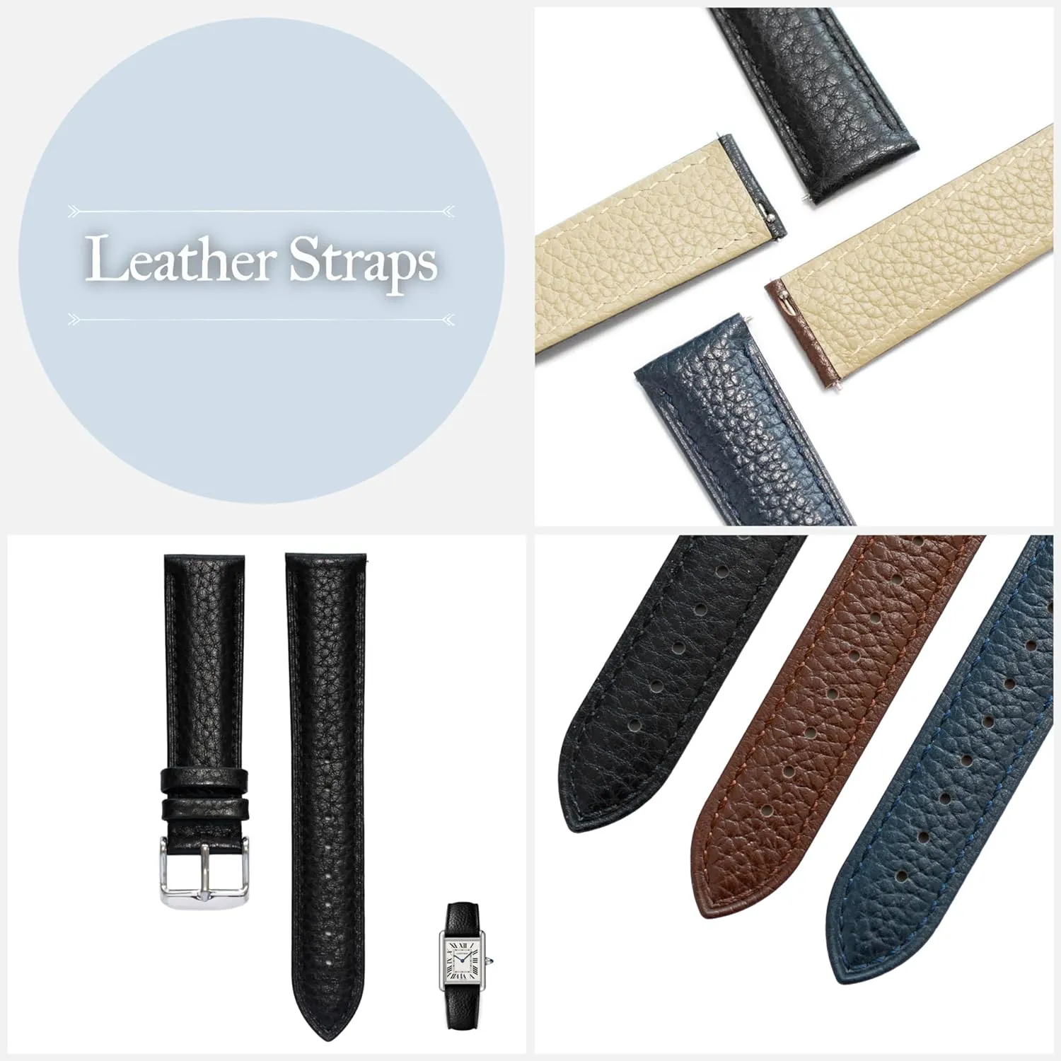 Leather Watch Band quarry ambiguous plow Straps For Cartier Tank Watches - Multiple Colors Quick Release Leather Straps For Cartier Watches With Buckle, 