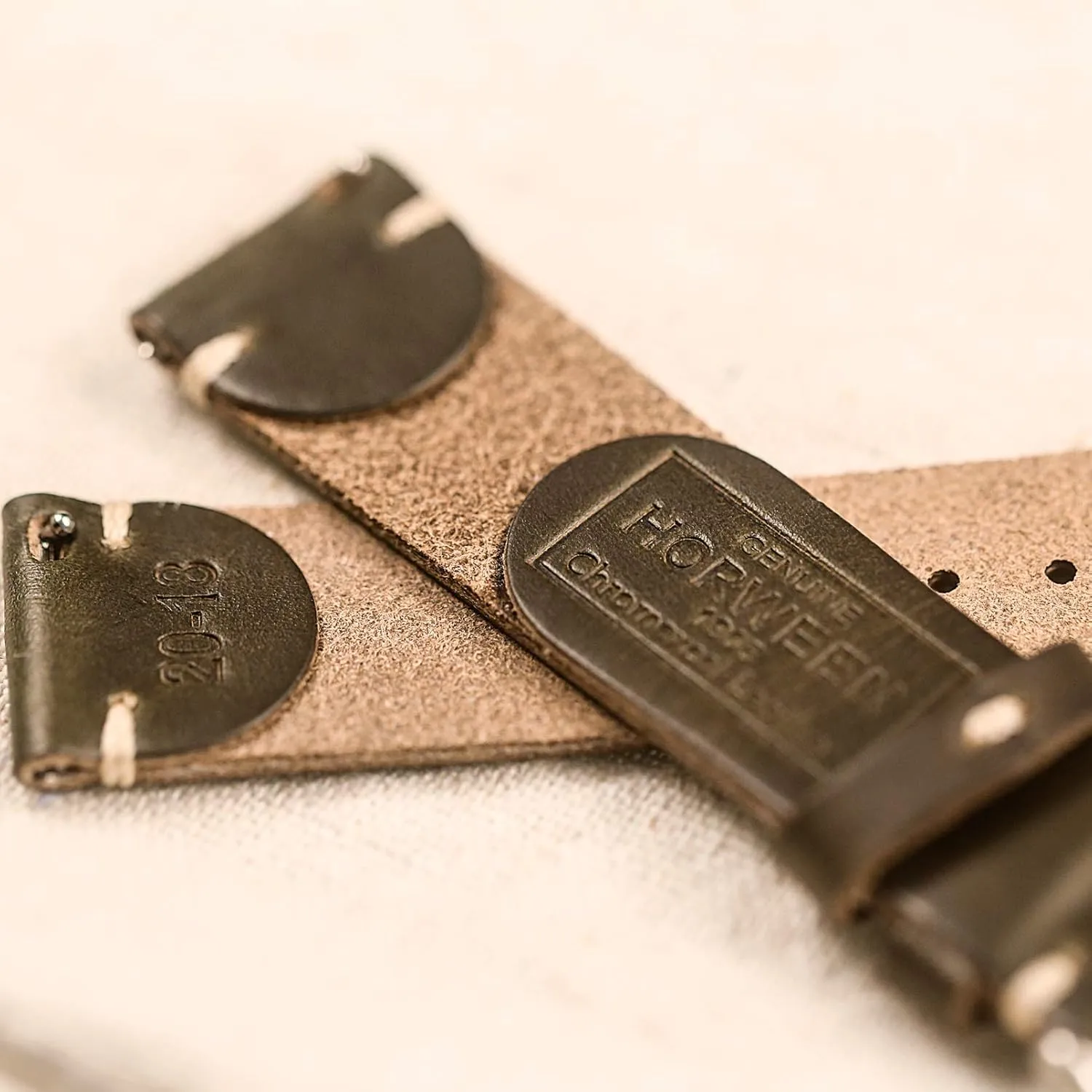 Leather Watch Strap for Women, 18mm Leather Watch Bands, flax aragonite Quick Release Handmade Soft Vintage Replacement Soft Horween 