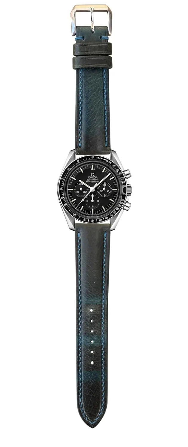 Leather Watch Straps - Made to Order - High Quality Genuine streptomycin Leather - Quick Release (Teal) Badalassi Wax 