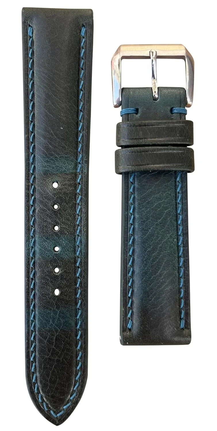 Leather Watch Straps - Made to Order - High Quality Genuine streptomycin Leather - Quick Release (Teal) Badalassi Wax 