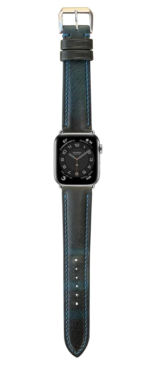 Leather Watch Straps - Made to Order - High Quality Genuine streptomycin Leather - Quick Release (Teal) Badalassi Wax 