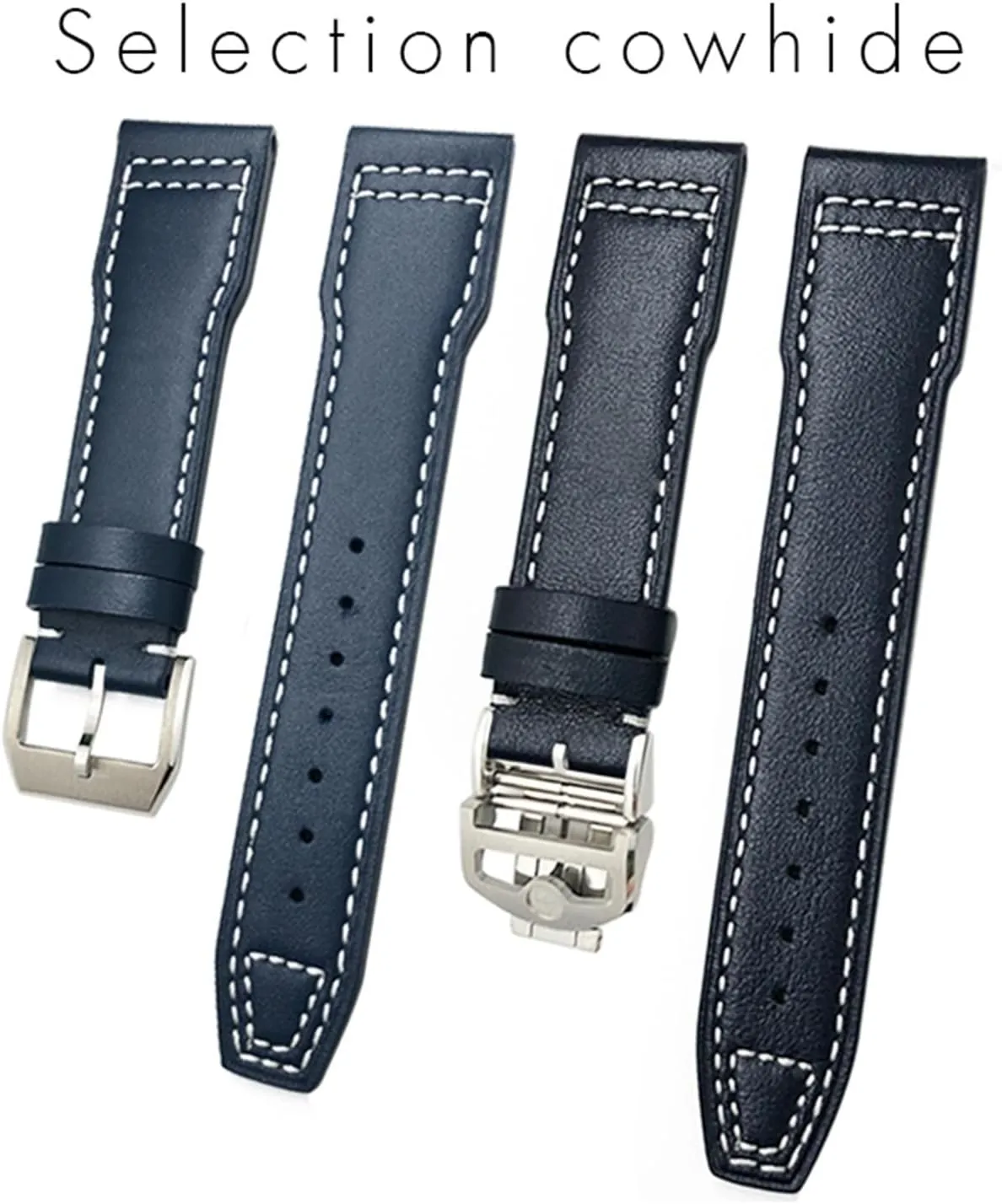Leather Watchband Suitable For IWC Pilot Watches Portugieser Bracelets Mark 18 Soft elixir rationalism something slide Blue Strap 20mm 21mm Cowhide 