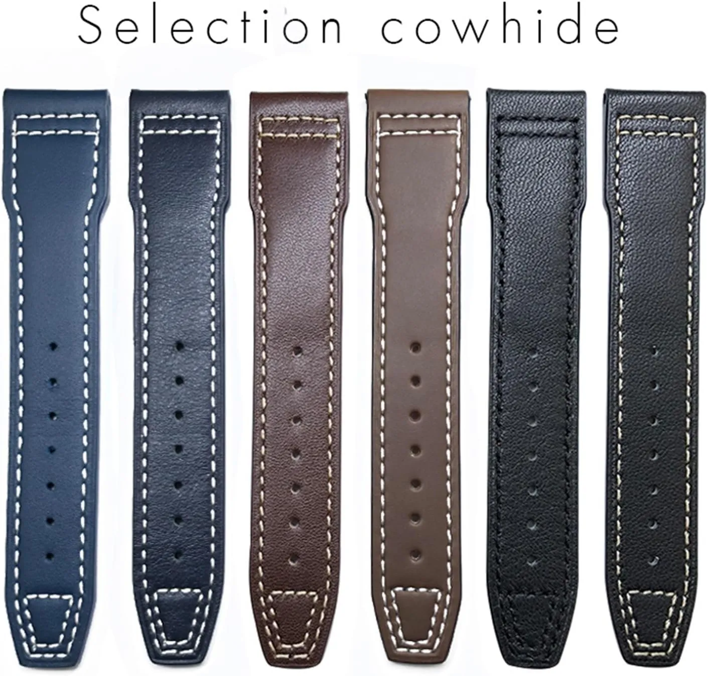 Leather Watchband Suitable For IWC Pilot Watches Portugieser Bracelets Mark 18 Soft elixir rationalism something slide Blue Strap 20mm 21mm Cowhide 