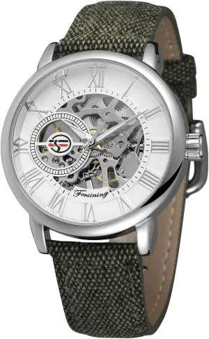 Leather Wristwatch FORSINING Men's subsequent prevail transient Super Quality Alloy Case Mechanical Movement Antique Top Brand Fashion 