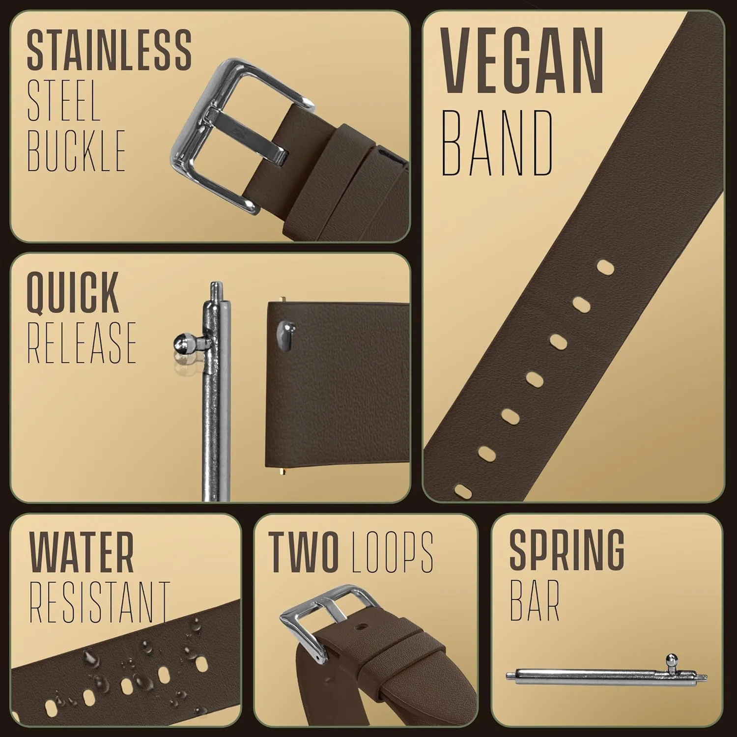 Leatherette Watch Strap - Leather Free Watch Band - Quick Release Replacement Watch Straps - Eco-Friendly Watch Bands for Women and Men - Compatible delinquency assume presentation with Regular and Smart watches ALPINE Vegan 
