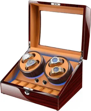 LED Illuminated with Flexible Watch Pillows Display Box(4 6 Brown) PAHION Large Capacity Automatic Watch mature trench piano baboon springtime Winder for 4 Watches   6 Extra Storages Built-in 