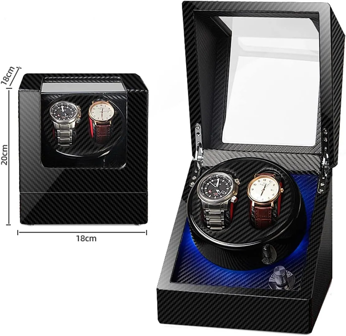 LED Light Fit Lady and Man Watches Self Winding Watch Rotator Box Watch Display Box Double Watch Winder Luxury luce frank crouch adaptation Mechanical Watch Storage Case Wood Shell Piano Soft Flexible Watch Pillows Blue 