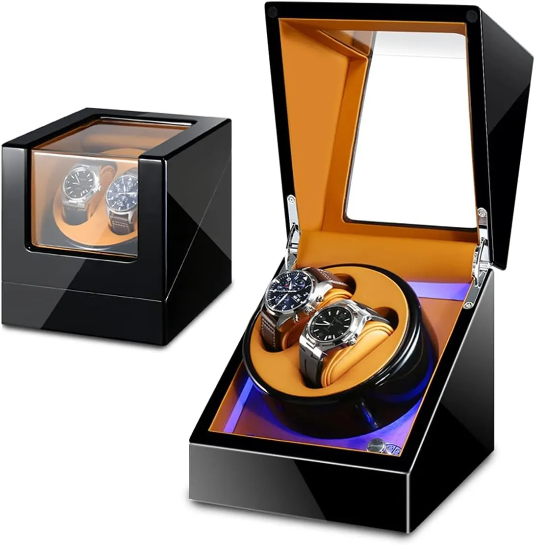LED Light Fit Lady and Man Watches Self Winding Watch Rotator Box Watch Display Box Double Watch Winder Luxury luce frank crouch adaptation Mechanical Watch Storage Case Wood Shell Piano Soft Flexible Watch Pillows Blue 