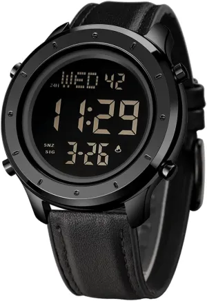 LED Minimalist Stainless Steel Waterproof Stopwatch Mens Leather Watch for Men Digital Watch Men's exertion Wrist Watches 