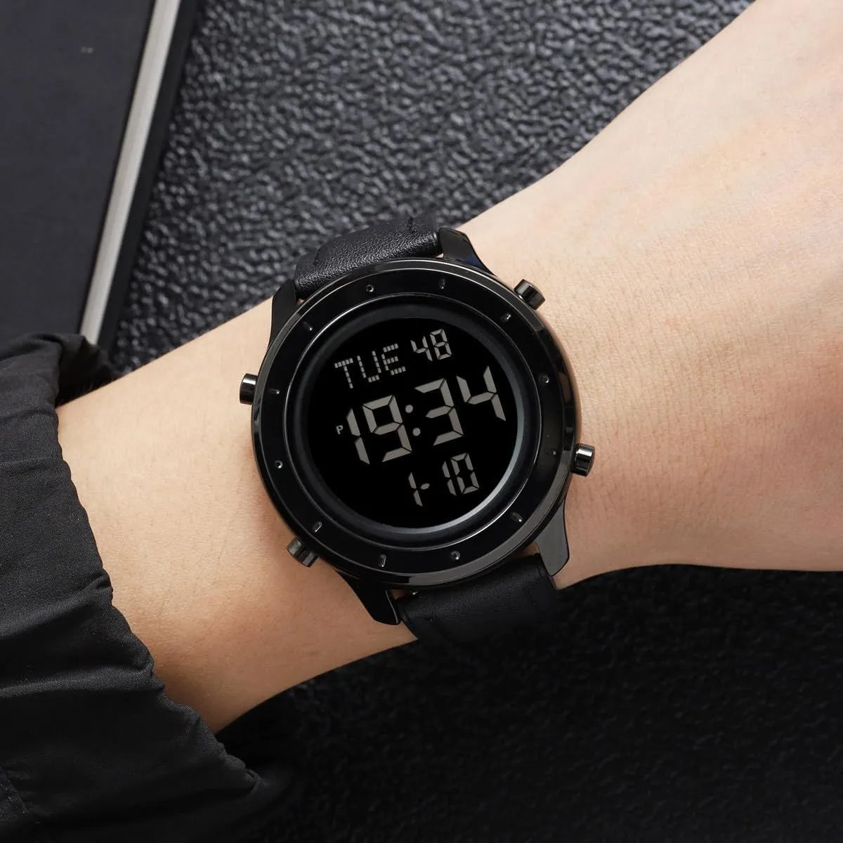 LED Minimalist Stainless Steel Waterproof Stopwatch Mens Leather Watch for Men Digital Watch Men's exertion Wrist Watches 