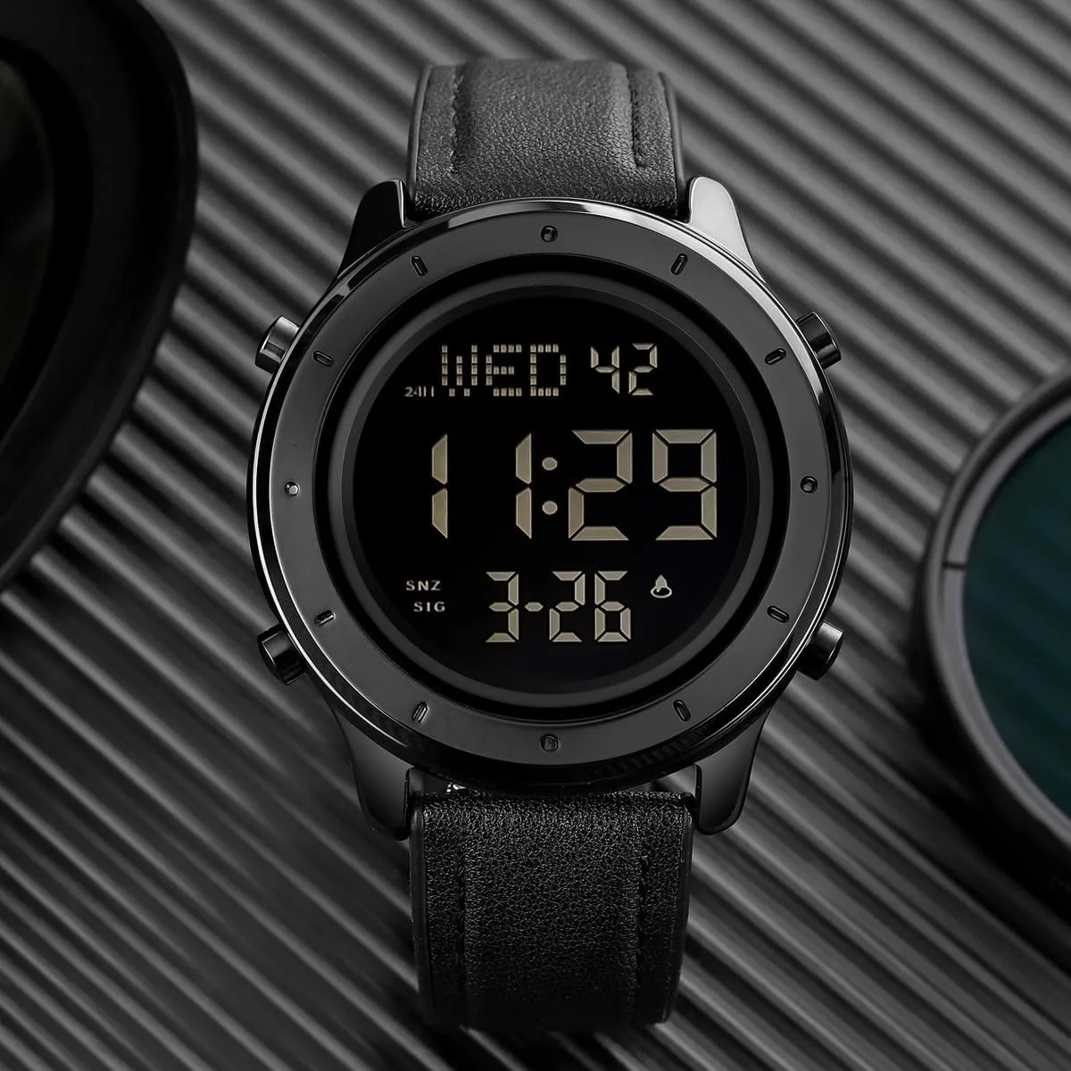 LED Minimalist Stainless Steel Waterproof Stopwatch Mens Leather Watch for Men Digital Watch Men's exertion Wrist Watches 