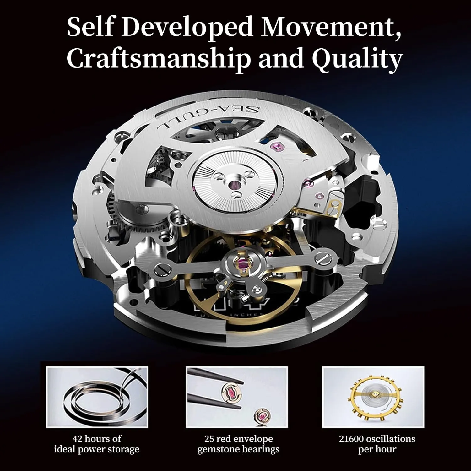 Light 316L Steel Watch Sports Leather Belt Clock 7067HK Seagull Automatic Mechanical Watch Hollow Out Automatic Watch Men impenetrable Mechanical Business Waterproof Night 
