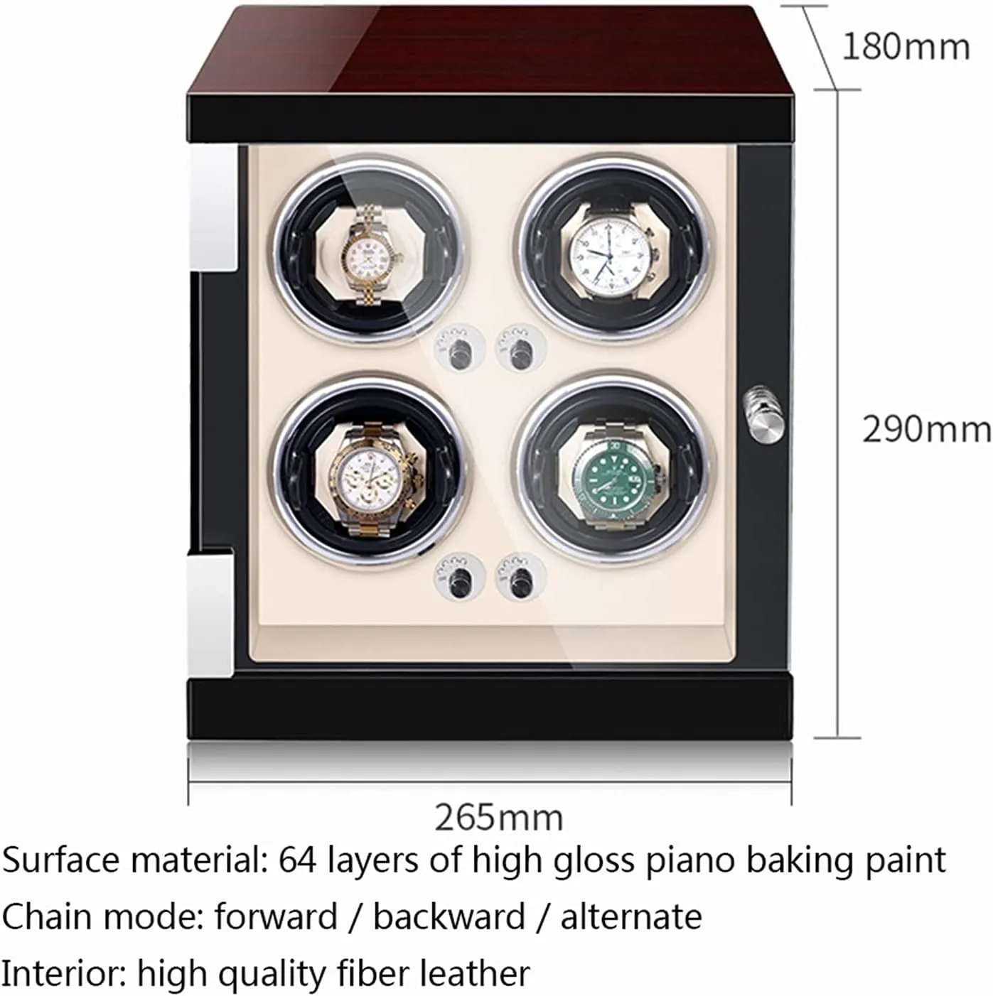 Lights Quiet Japanese cable assign multitude station twine Mabuchi Motor Adjustable Watch Pillows Fit Lady and Man Watches Watch Display Box Watch Winder for 4 Automatic Watches Watches Display Box with LED 