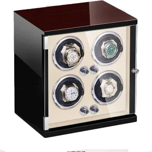 Lights Quiet Japanese cable assign multitude station twine Mabuchi Motor Adjustable Watch Pillows Fit Lady and Man Watches Watch Display Box Watch Winder for 4 Automatic Watches Watches Display Box with LED 