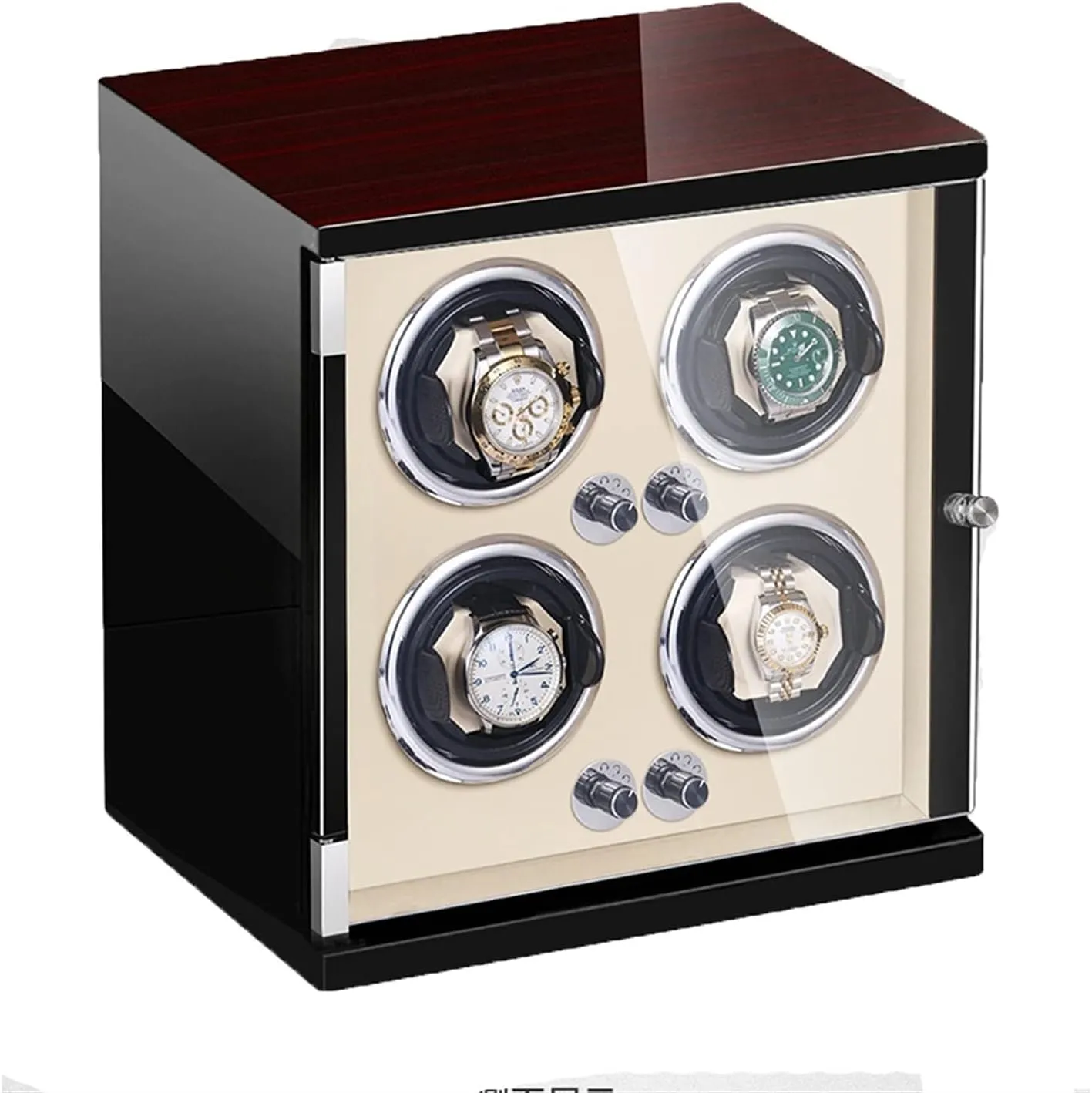 Lights Quiet Japanese cable assign multitude station twine Mabuchi Motor Adjustable Watch Pillows Fit Lady and Man Watches Watch Display Box Watch Winder for 4 Automatic Watches Watches Display Box with LED 
