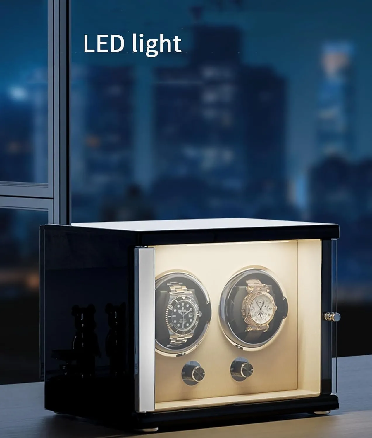 Lights Soft Flexible Watch Pillows Storage Display Box Watch Winder for Automatic Watches Ultra Quiet Motor marsupial for 6 Automatic Watches with LED 
