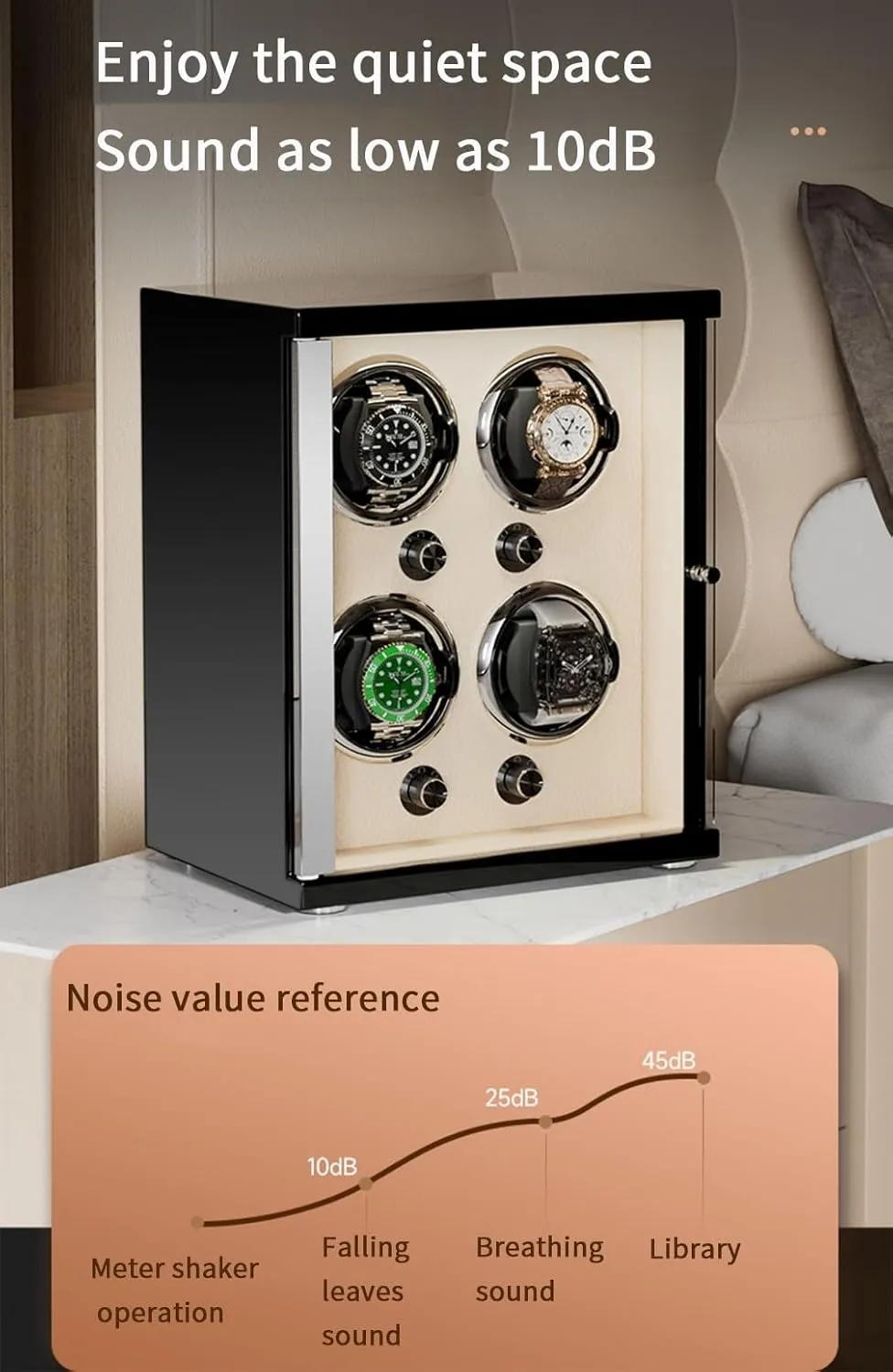 Lights Soft Flexible Watch Pillows Storage Display Box Watch Winder for Automatic Watches Ultra Quiet Motor marsupial for 6 Automatic Watches with LED 
