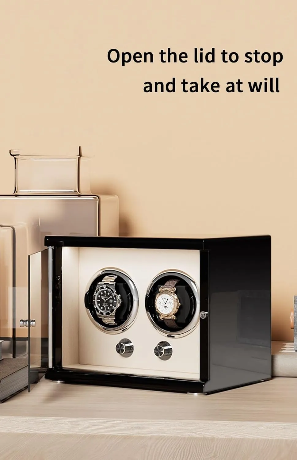 Lights Soft Flexible Watch Pillows Storage Display Box Watch Winder for Automatic Watches Ultra Quiet Motor marsupial for 6 Automatic Watches with LED 