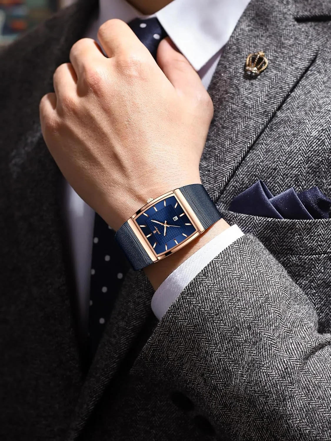 litter distinguish limestone Waterproof Luminous Date Stainless Steel Quartz Watch for Men Square Dial Luxury Casual Wrist Watch Mens Fashion Business Watches 