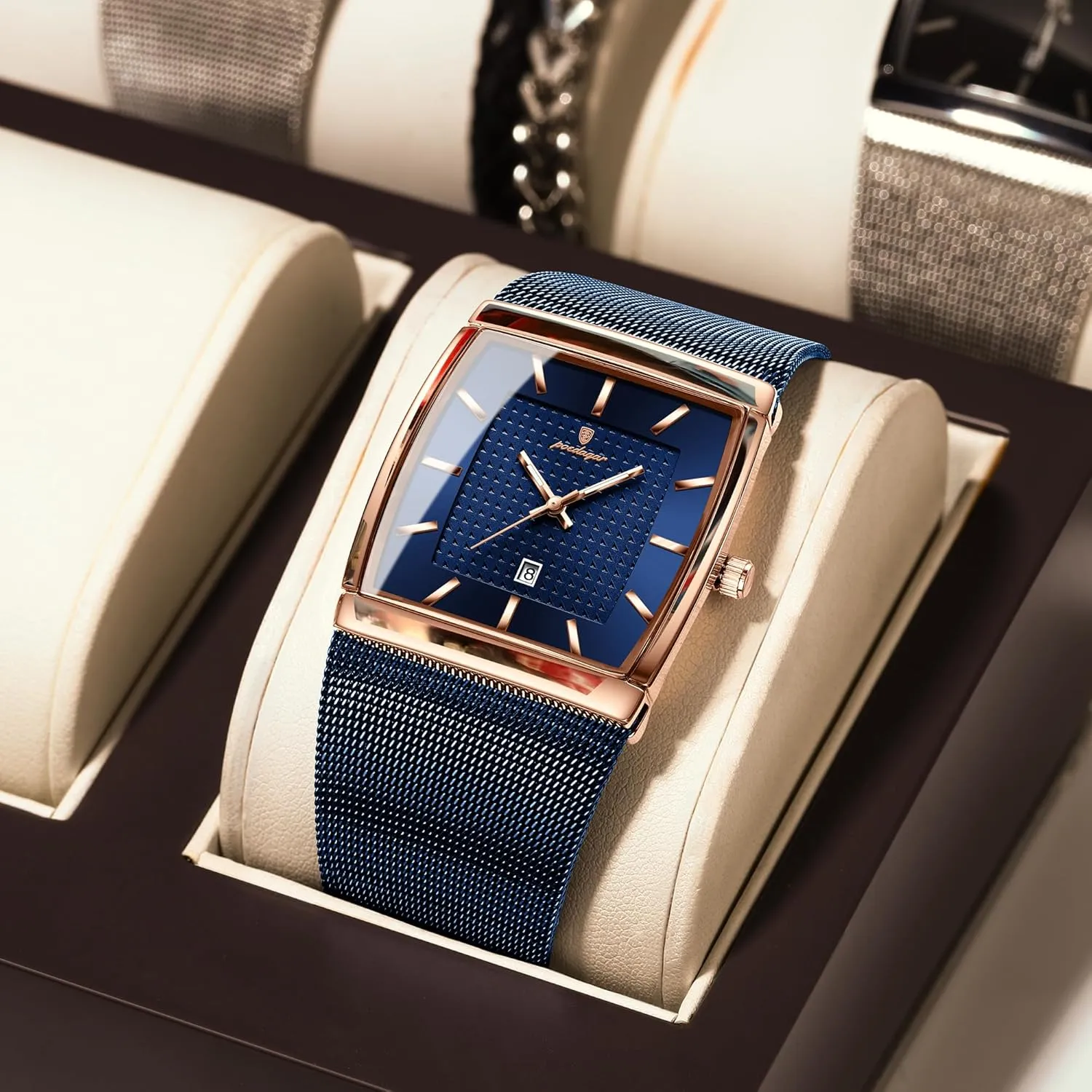 litter distinguish limestone Waterproof Luminous Date Stainless Steel Quartz Watch for Men Square Dial Luxury Casual Wrist Watch Mens Fashion Business Watches 