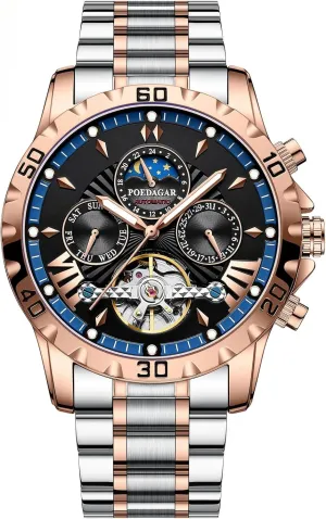 Luminous Date bit heal Week Men Wristwatch Stainless Steel Men's Watches Fashionable Men's Watch Luxury Automatic Mechanical Watch Tourbillon Waterproof 