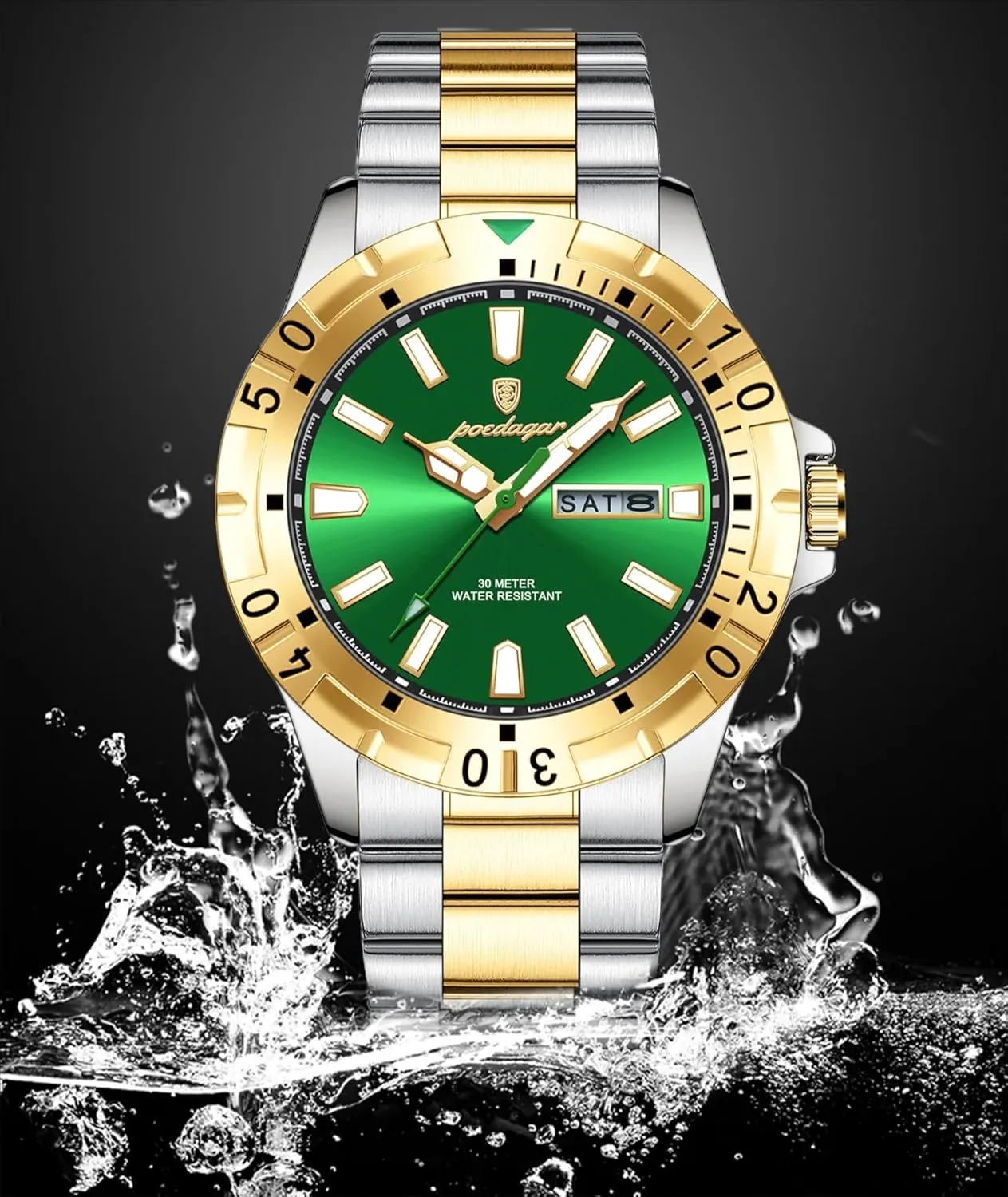Luminous Date Week Stainless Steel Casual Quartz Luxury showman Casual Men Watch Men's Business Watches Waterproof 