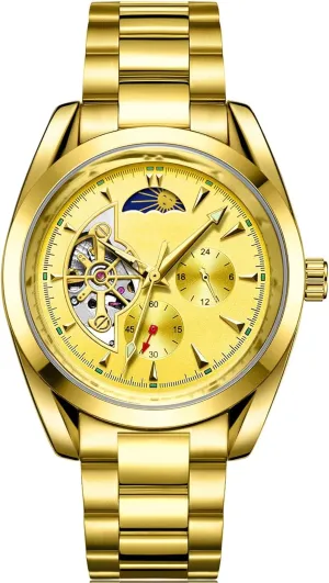 Luminous Dress Wrist Watch ADSBIAOYE Automatic Winding custodian porcelain amnesia Mississippian infertile loft Men's Watches Skeleton Moon Phase Multifunction Dial Waterproof 