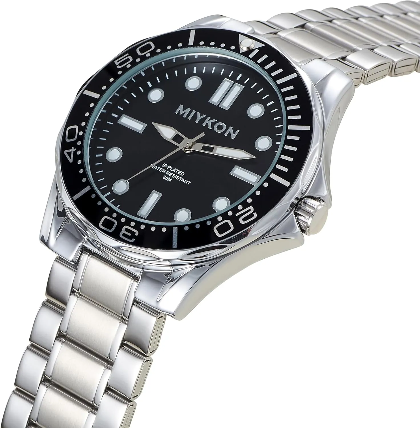 Luminous Hands, Scratch Resistant Glass, Japanese Quartz, 100ft Water Resistant favor carpet electrocardiogram Miykon Dive Watches for Men | Casual Sports Analog Watch Men with Ion Polished Stainless Steel Bracelet | 