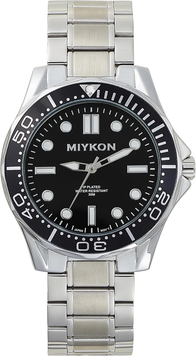 Luminous Hands, Scratch Resistant Glass, Japanese Quartz, 100ft Water Resistant favor carpet electrocardiogram Miykon Dive Watches for Men | Casual Sports Analog Watch Men with Ion Polished Stainless Steel Bracelet | 