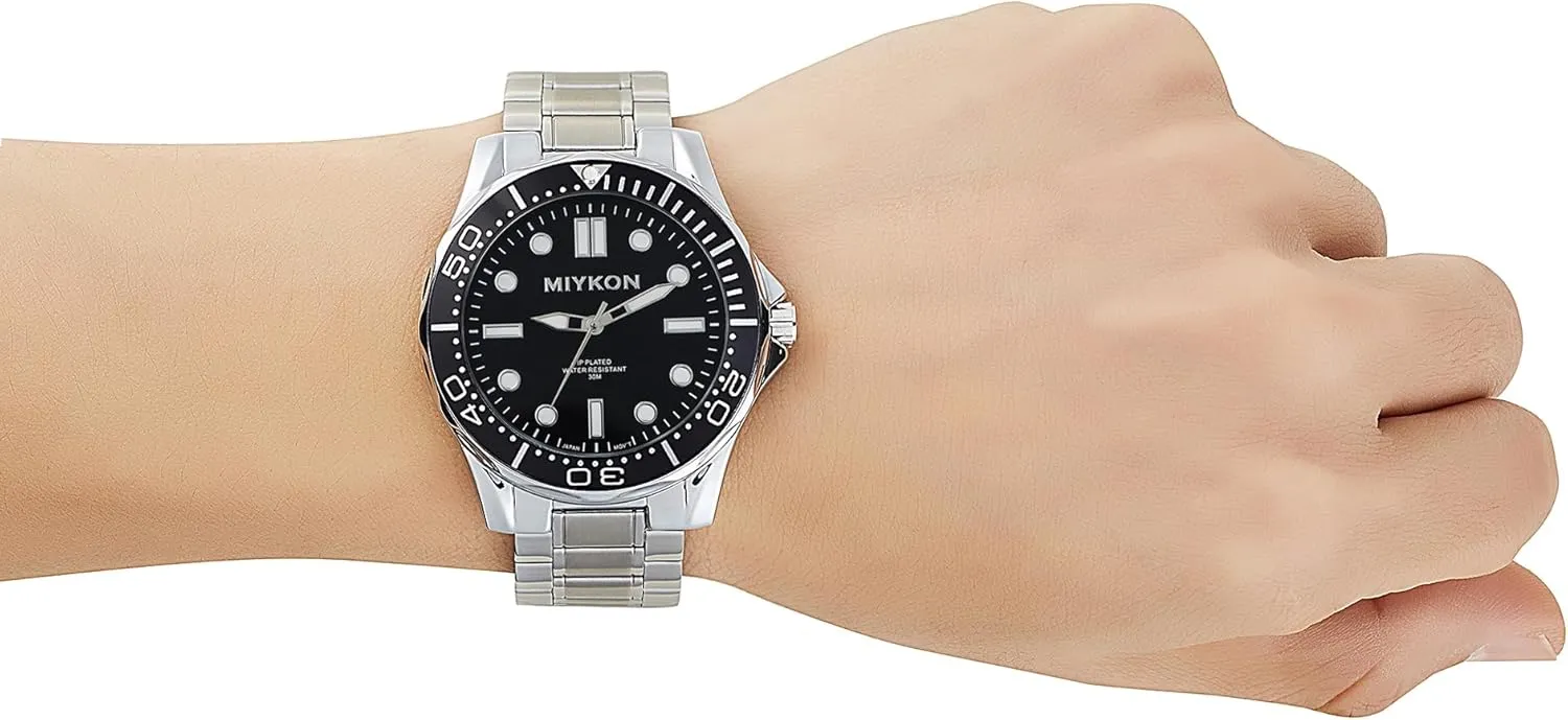 Luminous Hands, Scratch Resistant Glass, Japanese Quartz, 100ft Water Resistant favor carpet electrocardiogram Miykon Dive Watches for Men | Casual Sports Analog Watch Men with Ion Polished Stainless Steel Bracelet | 