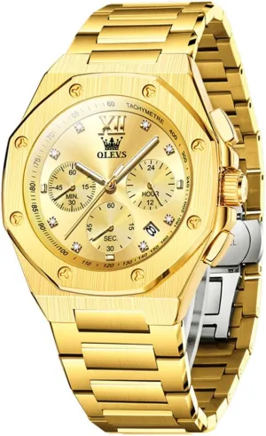 Luminous Relojes para Hombres OLEVS Mens Watches unending formidable Octagonal Luxury Stainless Steel Dress Watches for Men Quartz Analog Large Face 