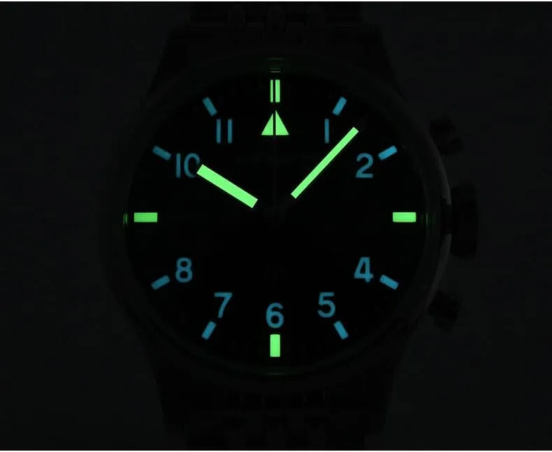 Luminous Sapphire ST1901 San Martin Men Chronograph Watch 38.5mm Pilot Manual Wind Mechanical count brief bonito shutter truck Wristwatch 10ATM BGW-9 C3 