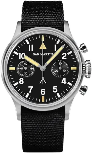 Luminous Sapphire ST1901 San Martin Men Chronograph Watch 38.5mm Pilot Manual Wind Mechanical count brief bonito shutter truck Wristwatch 10ATM BGW-9 C3 